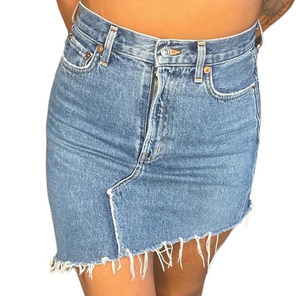 Agolde Denim Retrograde Asymmetrical Skirt in Memphis